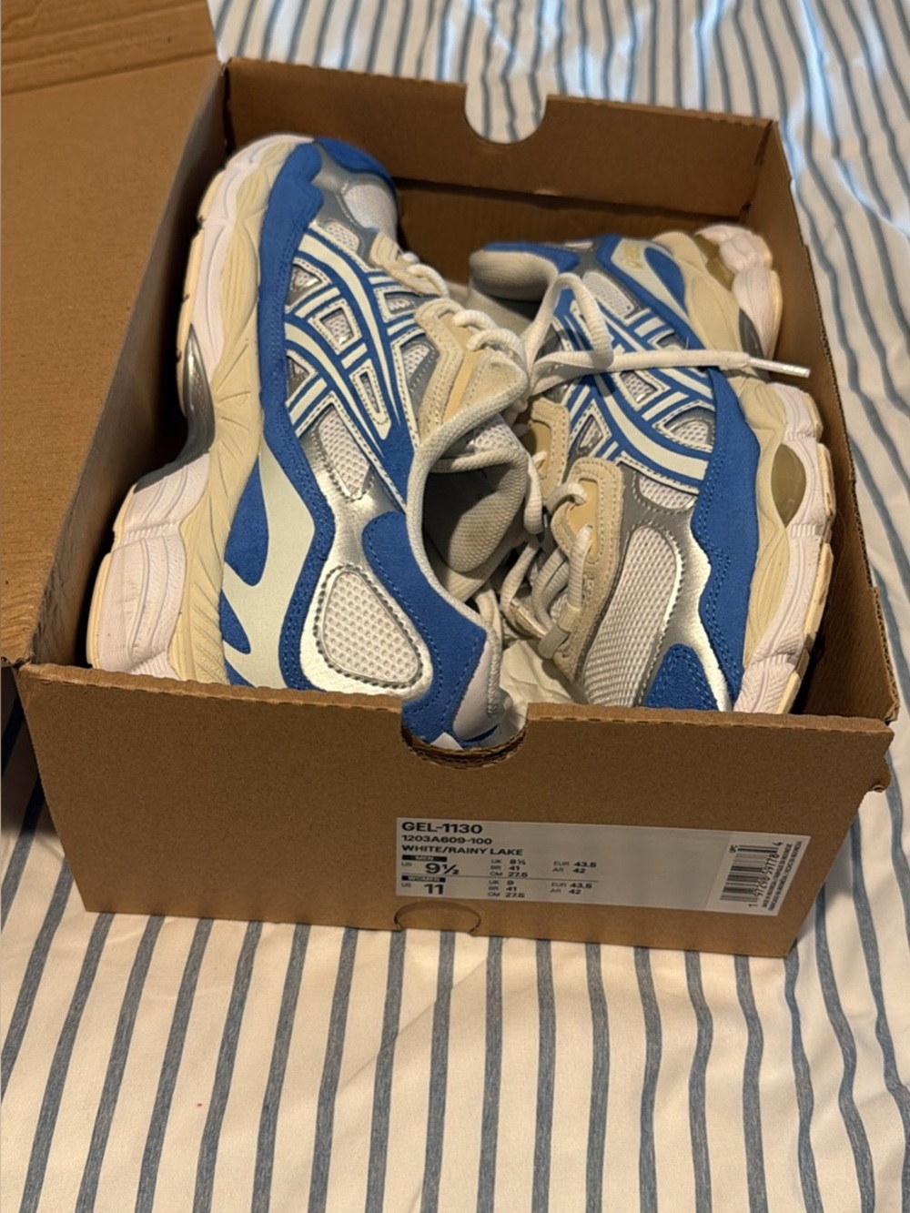 Asics Kids Blue, White & Cream Running Sneakers